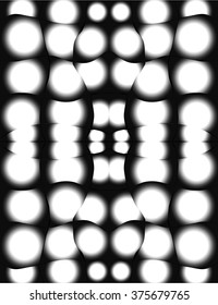 Black and white ornamental vector background illusory circles overlapping one another