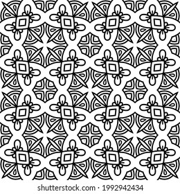 Black and White Ornaments, Seamless Vector Pattern for wrapping paper, fabric, textile, wedding invitations, packing.