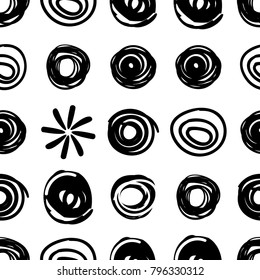 Black and white ornate dotted pattern. vector seamless pattern with hand drawn doodle elements