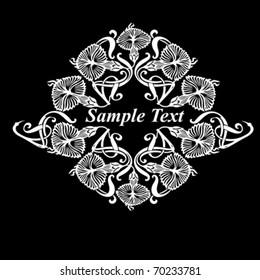 Black And White Ornate Flower Vector Quad