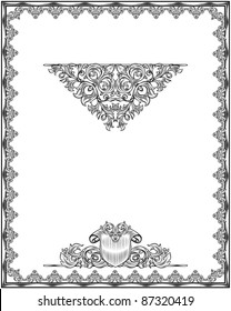 black and white ornate frame, isolated