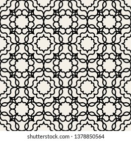 Black and white ornate geometric pattern and abstract background. Ornamental flower seamless pattern. Geometric Flower Stylish Texture. Abstract Retro Tile Texture.