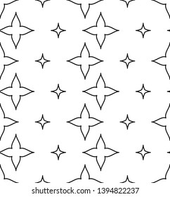 Black and white ornate geometric pattern and abstract background. Ornamental seamless pattern. Geometric stars abstract Stylish Texture. Abstract Retro Tile Texture.