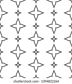 Black and white ornate geometric pattern and abstract background. Ornamental seamless pattern. Geometric stars abstract Stylish Texture. Abstract Retro Tile Texture.