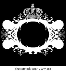 Black And White Ornate Heraldic Art Deco Quad