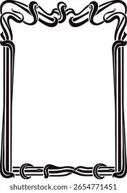 Black and white ornate rectangular border with flowing, stylized elements. Ideal for invitations, certificates, and vintage designs, adding sophisticated charm.