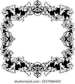 Marco de Vector adornado blanco y negro para certificado o invitación