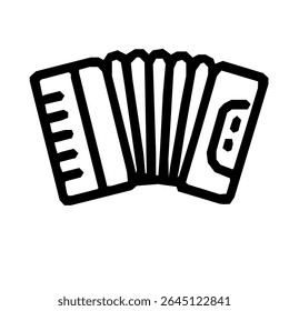 Black and White Outline Accordion Music Instrument Shape Handdrawn Illustration