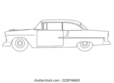 Black and White outline of antique coupe svg