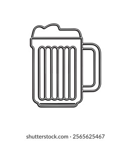 A black and white outline of a beer mug