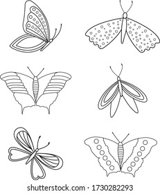 Black and white outline of butterflies