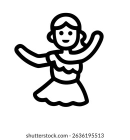 Black and White Outline Celebration Dancing Woman Lady Girl Illustration