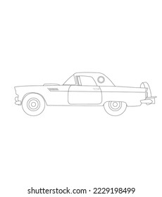 Black and White outline of classic car svg