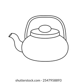 Black and white outline of a classic teapot with lid and handle