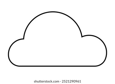 Black and white outline of a cloud on a white background, with clean and simple lines and no fill. Ideal for weather, nature, minimalistic design, children s books, and icons in mobile applications