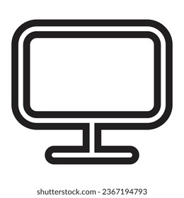 icono de computadora de esquema en blanco y negro, adecuado para contenido de negocios y tecnología.