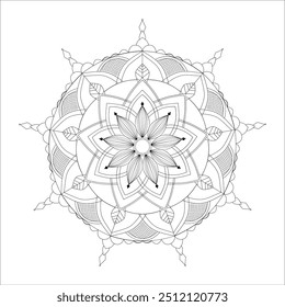 El contorno en blanco y negro crea un diseño versátil adecuado para colorear, imprimir o usar digitalmente. Perfecto para proyectos artísticos, espirituales y de diseño que buscan un elemento único y simbólico.