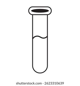 Black and white outline drawing of a laboratory test tube used in scientific experiments.