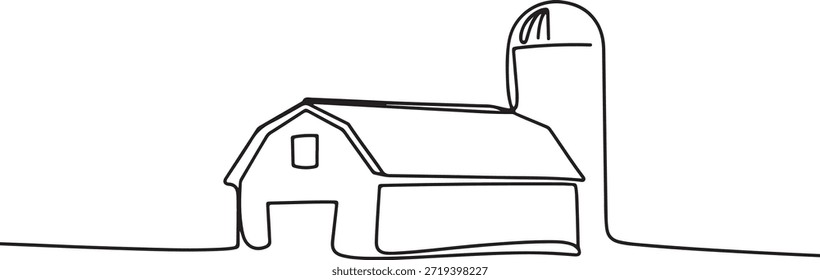  Un dibujo de contorno en blanco y negro que representa una escena del campo y la tradición agrícola, adecuado para proyectos de diseño moderno, iconos web o como una página para colorear.