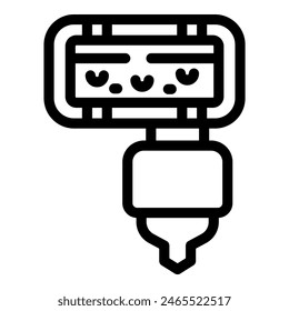Black and white outline of a drip irrigation system icon, depicting water conservation in agriculture