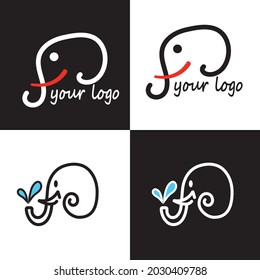 black and white outline elephant logo 