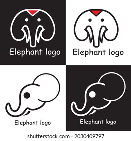 black and white outline elephant logo 