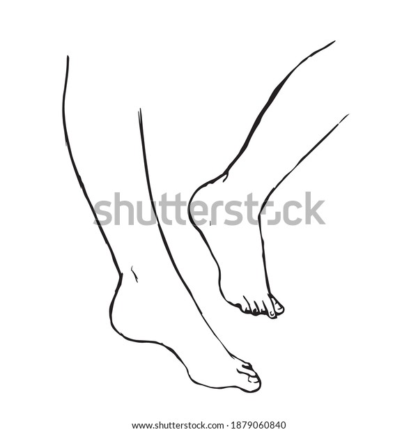 Black White Outline Female Legs Line Stock Vector (Royalty Free) 1879060840