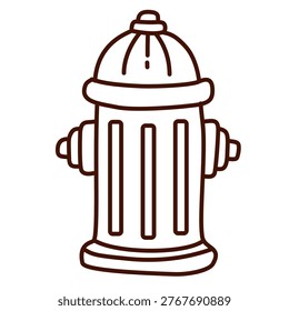 black and white outline of fire hydrant for water supply safety illustration