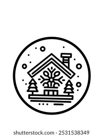 um ícone de contorno preto e branco de um Natal