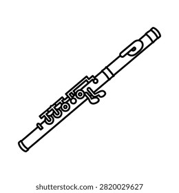 Black and white outline icon of a classical woodwind flute instrument.