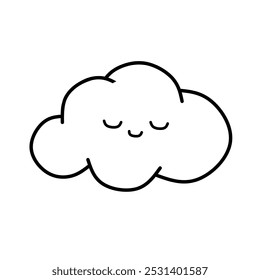 a black and white outline icon of cloud emoticon