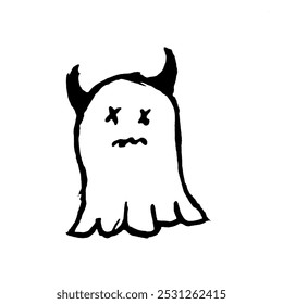 a black and white outline icon of a ghost