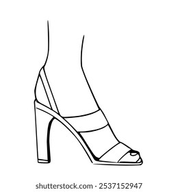 A black and white outline icon of a high heels or a shoes