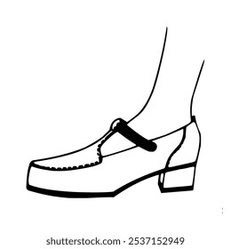 A black and white outline icon of a high heels or a shoes