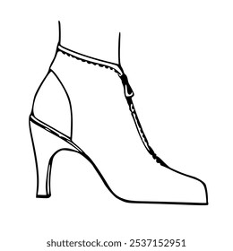 A black and white outline icon of a high heels or a shoes