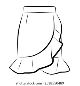 A black and white outline icon of a skirt