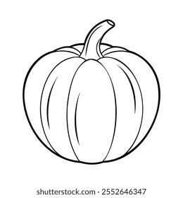 Black and white outline illustration of an acorn squash with smooth, bold lines