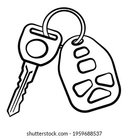 black and white outline illustration of the car keys