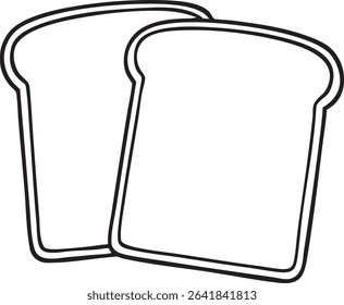 A black and white outline illustration depicts two slices of bread, perfect for coloring pages or graphic design.