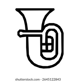 Ilustração em contorno preto e branco de Tuba Instrument Musical Performance