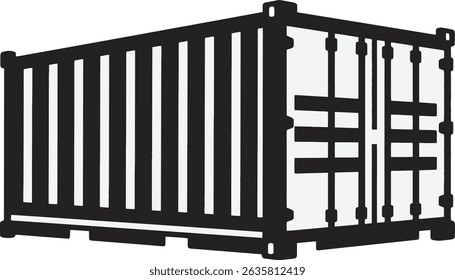 
A black and white outline image shows a shipping container from a top-down perspective with its side panels visible.