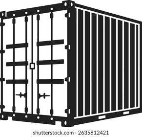 
A black and white outline image shows a shipping container from a top-down perspective with its side panels visible.