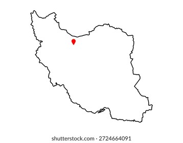 Black and white outline of Iran map.