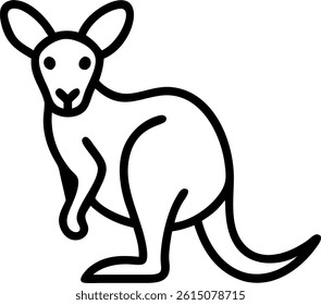 A black and white outline of a kangaroo