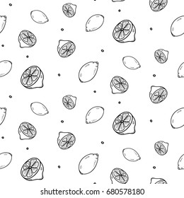 Black and white outline lemon pattern
