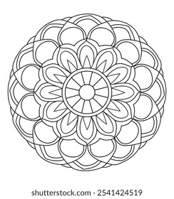  Vetor Mandala de contorno preto e branco - Mandalas colorir página para cor para Kdp.