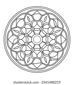  Vetor Mandala de contorno preto e branco - Mandalas colorir página para cor para Kdp. Fácil Mandala Círculo.