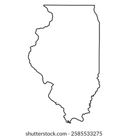 Black and White, Outline Map of Illinois