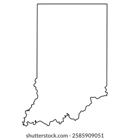 Black and White Outline, Map of Indiana