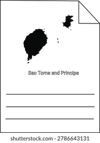 A black and white outline map of Sao Tome and Principe, showing the two main islands.
